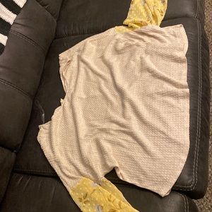 Waffle Knit Yellow Sleeve Blouse